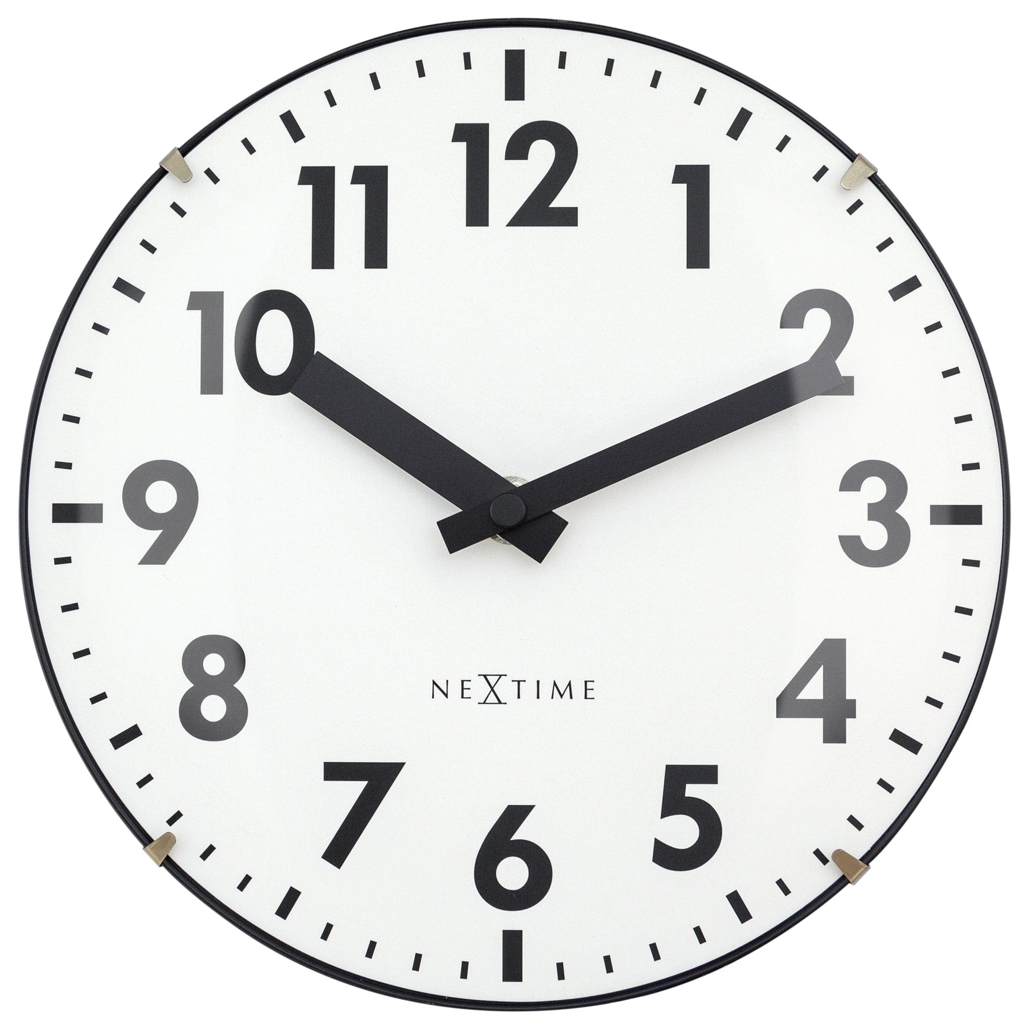 NeXtime Clocks Duomo Mini 20cm table or wall clock with domed glass lens, silent operation, and sleek glass design.
